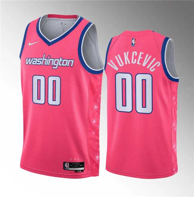 Men%27s Washington Wizards #00 Tristan Vukcevic Pink 2023 Draft City Edition Stitched Jersey Dzhi